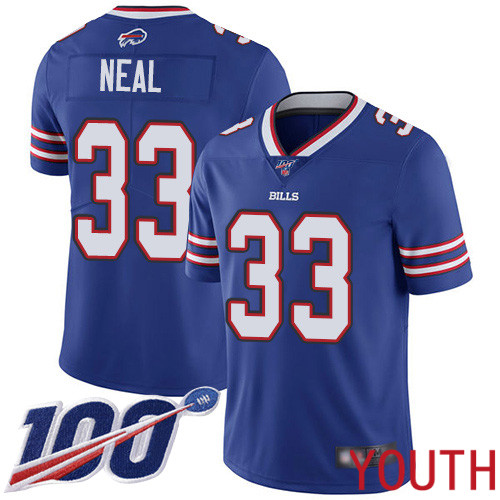 Youth Buffalo Bills #33 Siran Neal Royal Blue Team Color Vapor Untouchable Limited Player 100th Season NFL Jersey->youth nfl jersey->Youth Jersey